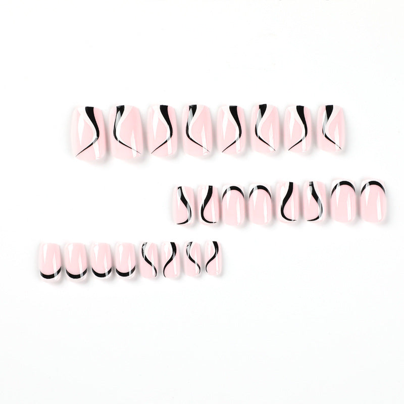 Wholesale Plastic Black French Stripes Nail Art Chips